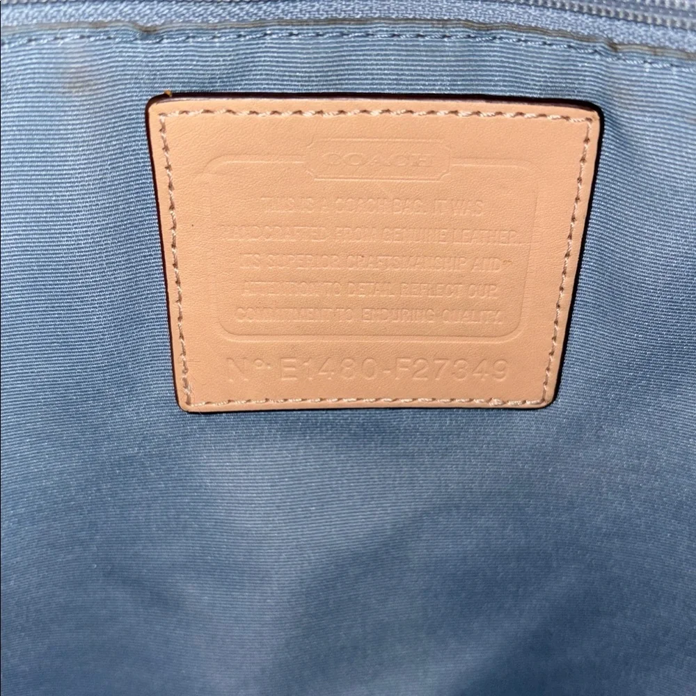 💙 Coach Peyton Leather Shoulder Bag/Purse in Dark Blue/Gold - Picture 13 of 16